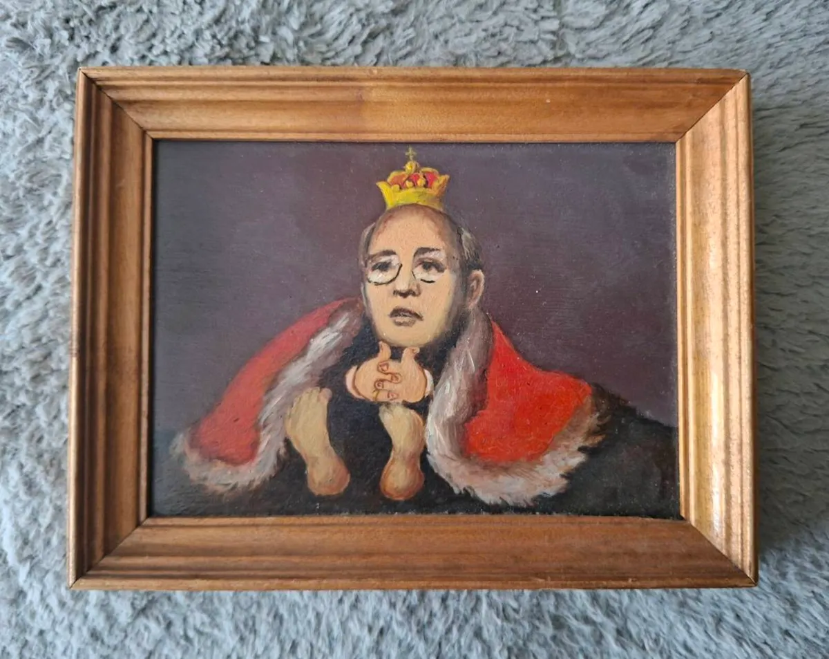 Vintage signed Oil Painting portrait on board - Image 1