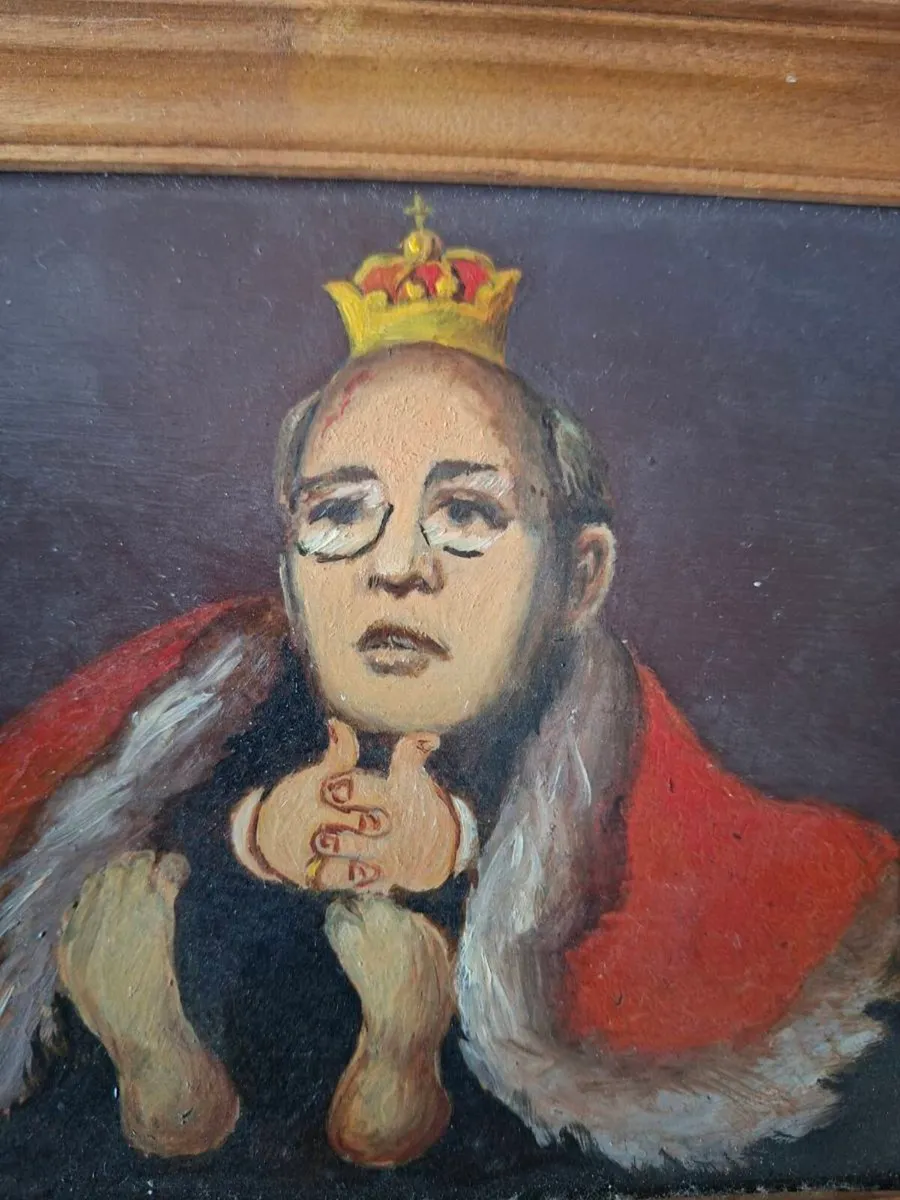 Vintage signed Oil Painting portrait on board - Image 2