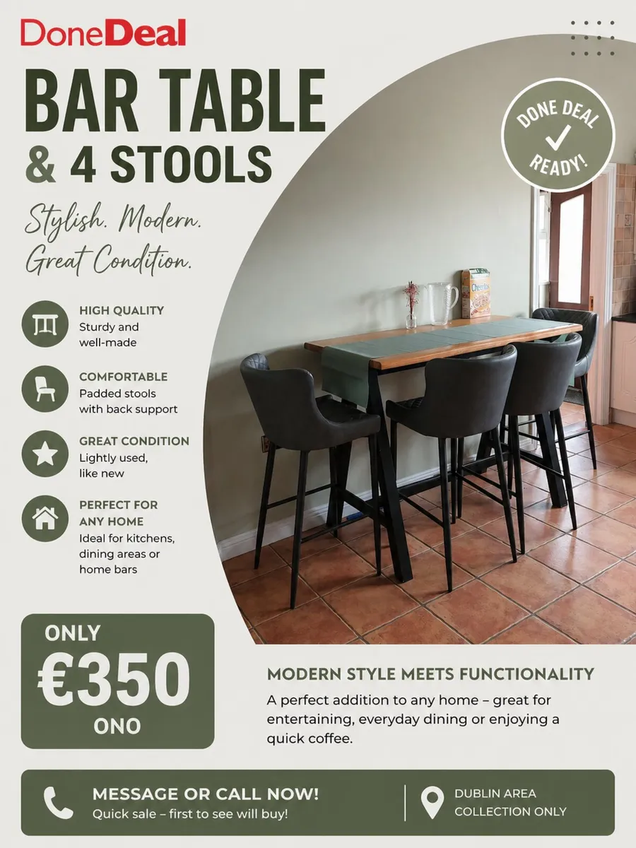 Bar Table & 4 Stools – Modern Set - Image 1