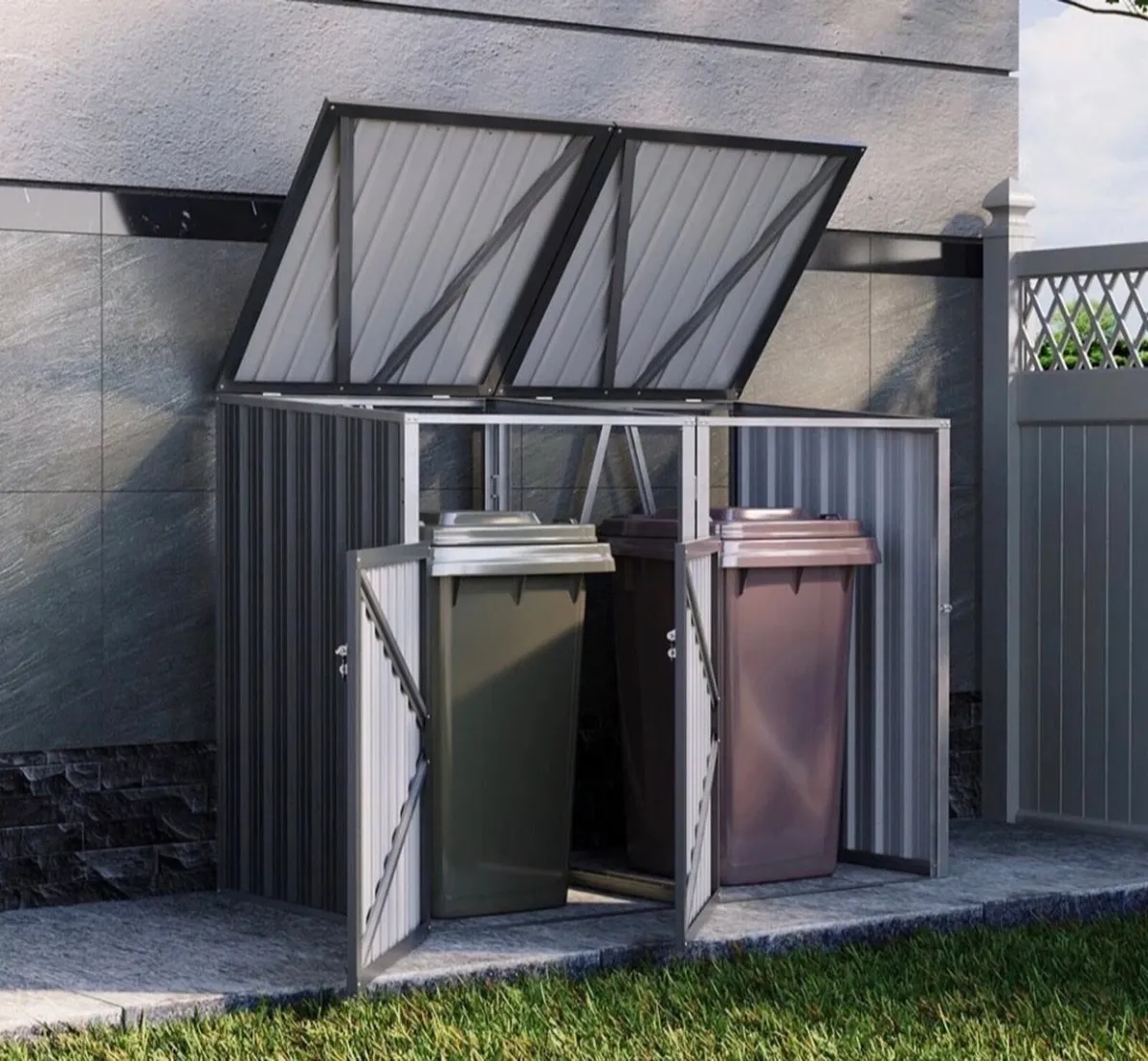 NEW Metal Wheelie Bin Shelter Cover for 2 Bins - Image 1