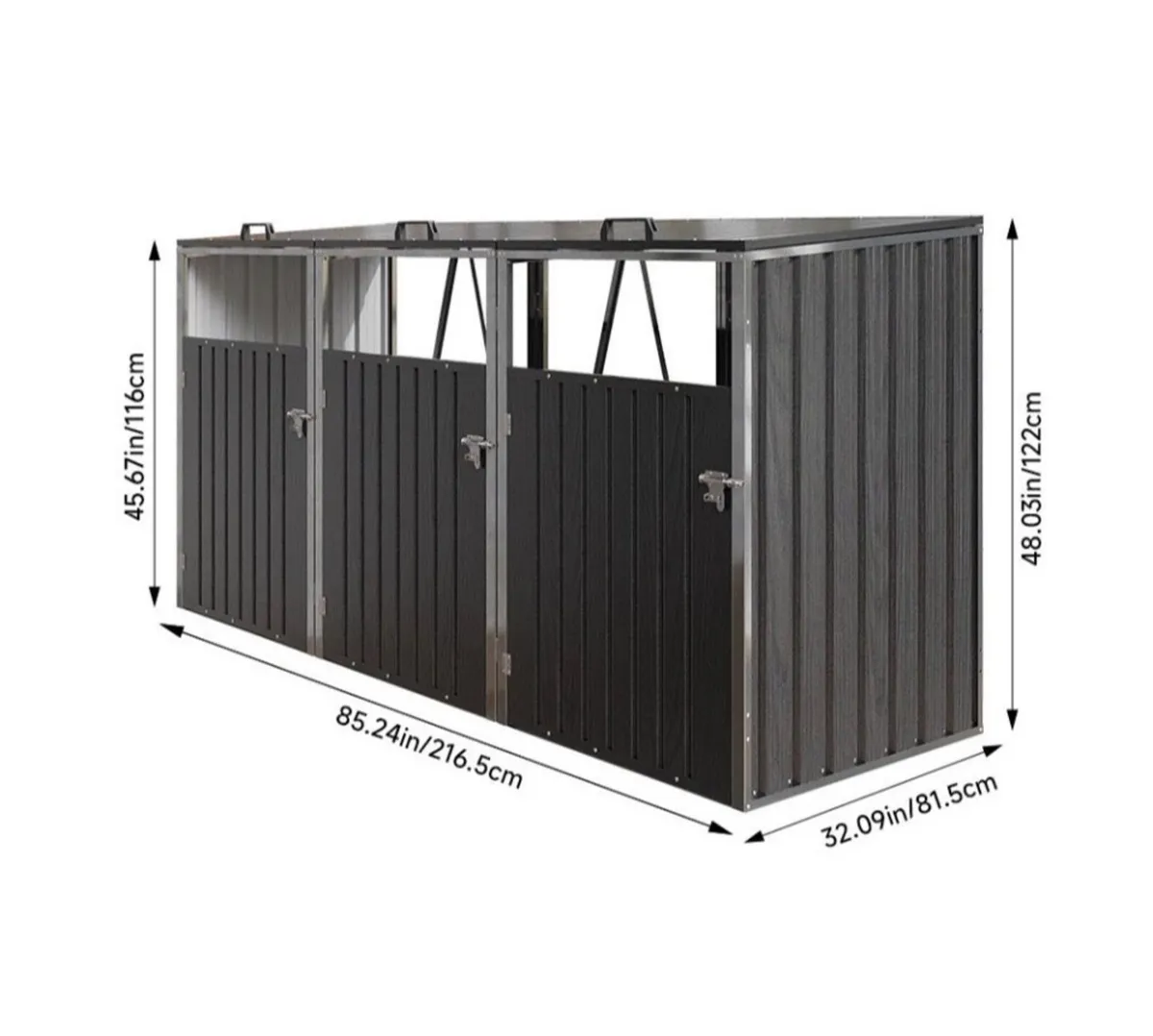 NEW Metal Wheelie Bin Shelter for 3 Bins - Image 3