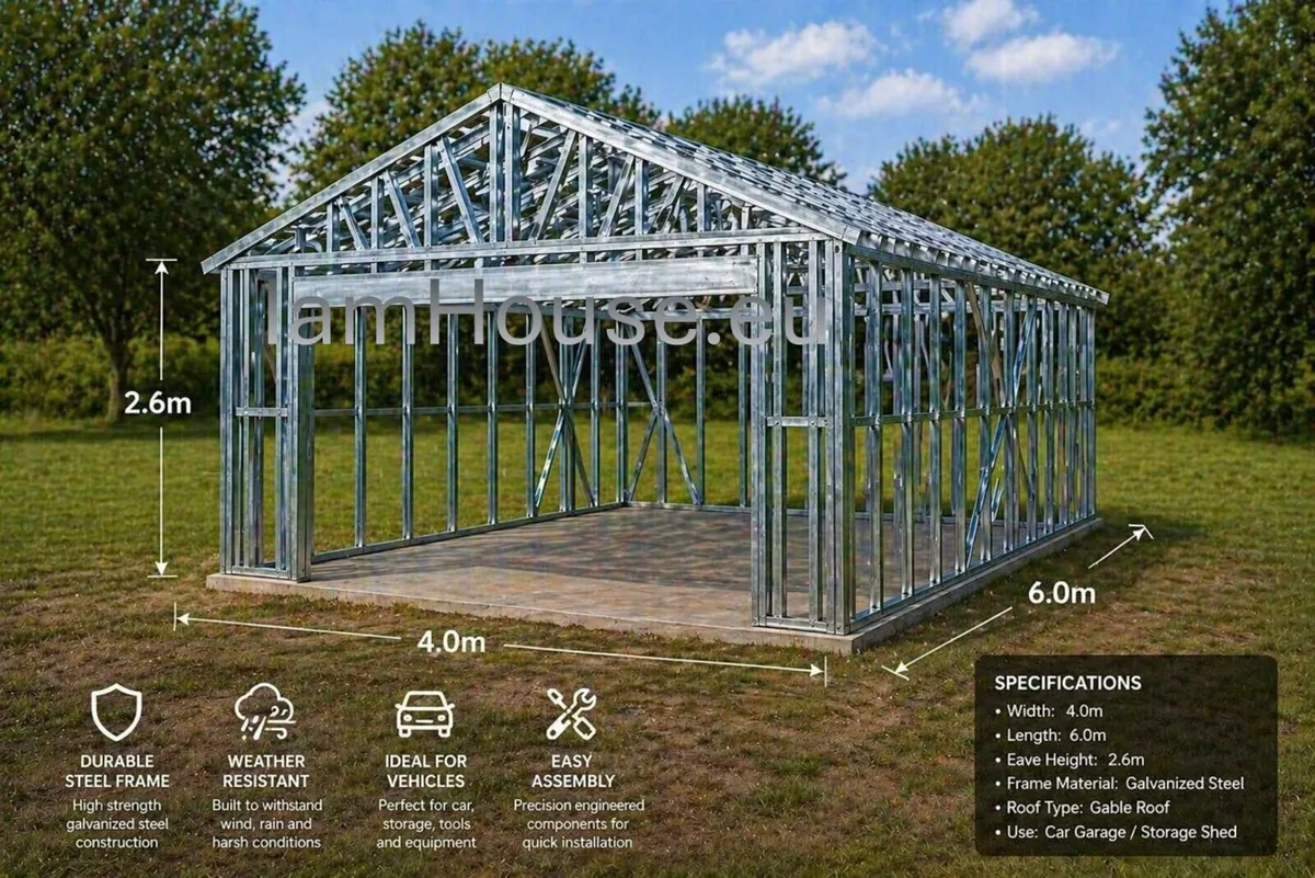 Steel shed frame & Car garage metal frame - Image 1