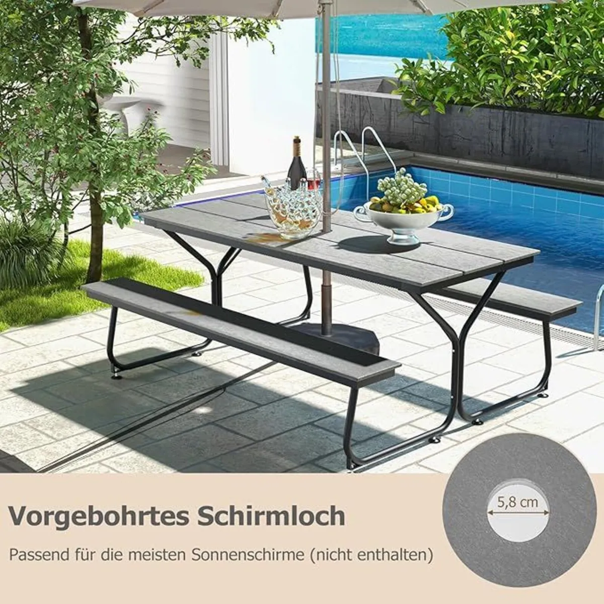 NEW Outdoor Picnic Table Set 6-8 People foldable - Image 1