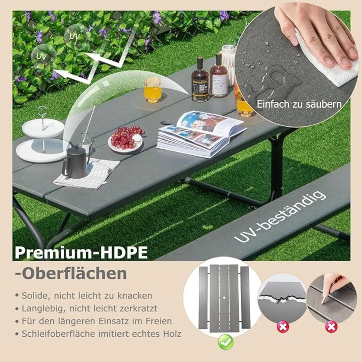 NEW Outdoor Picnic Table Set 6-8 People foldable - Image 4