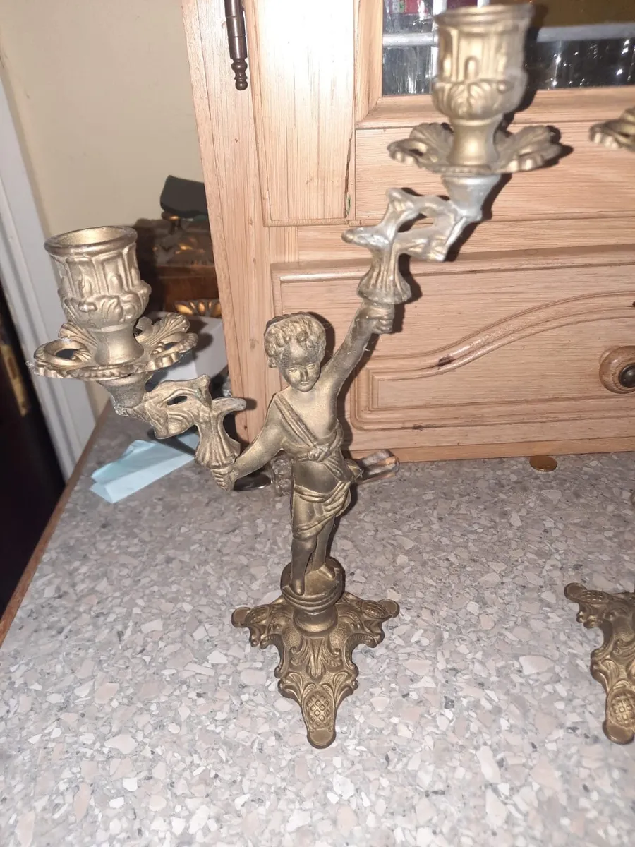 Pair of vintage brass candle holders - Image 4