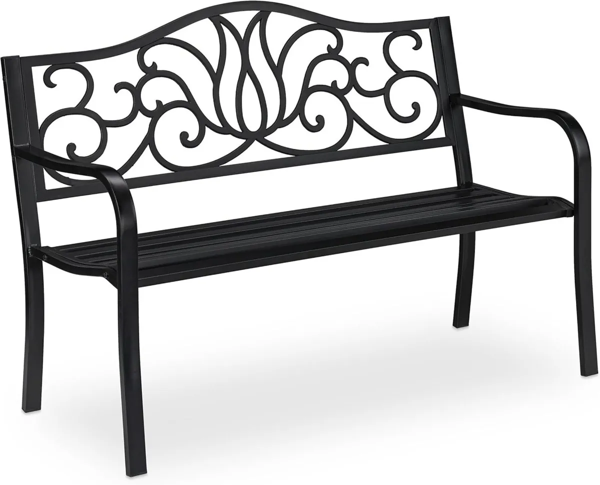 antique-looking garden bench 2 seater outdoor - Image 1