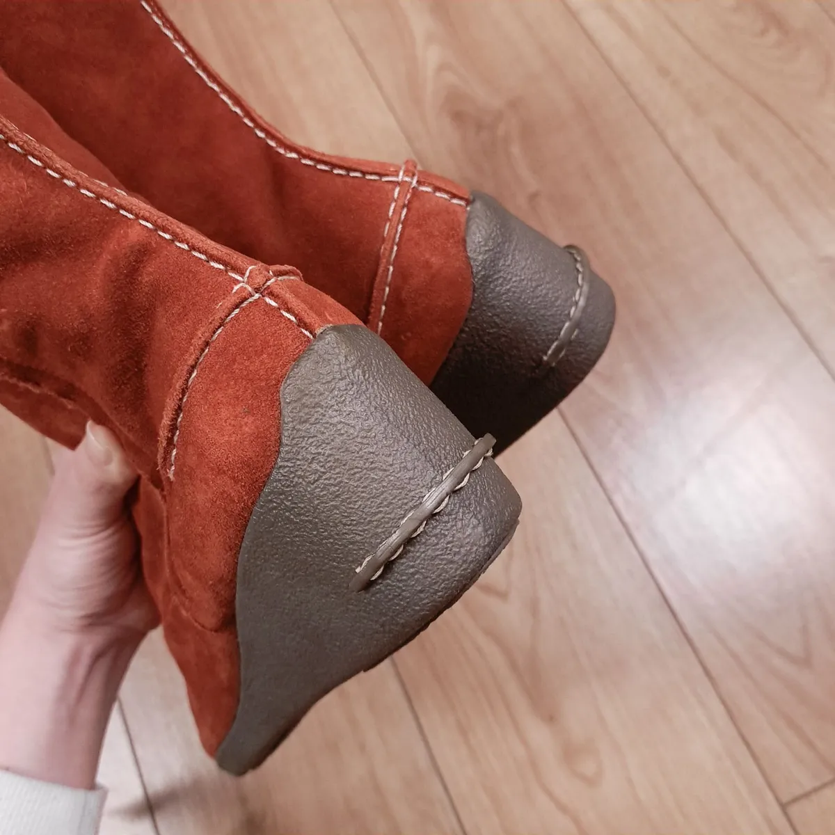 Moreo Orange Leather Suede Mid-Calf Boots 5.5UK - Image 2