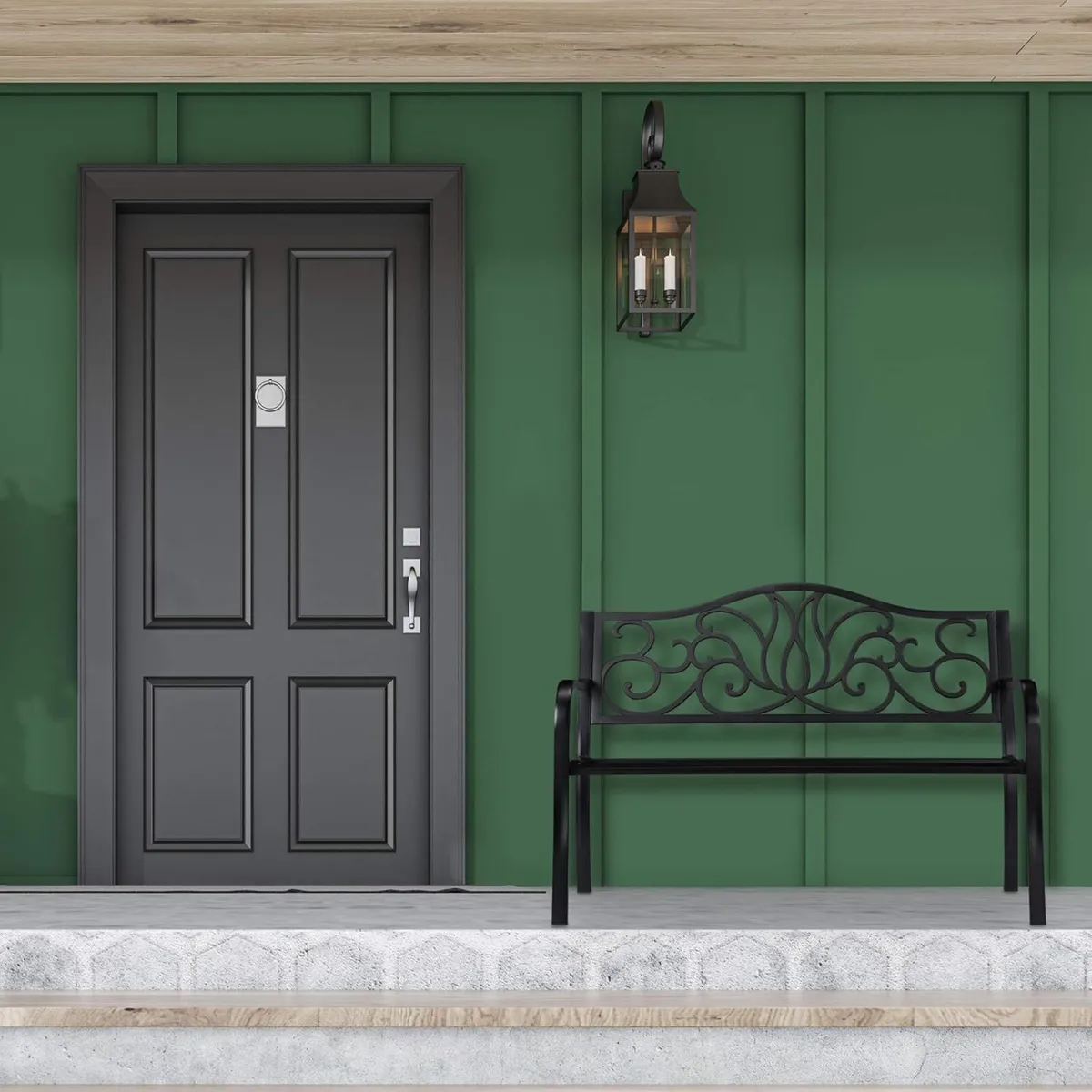 antique-looking garden bench 2 seater outdoor - Image 2