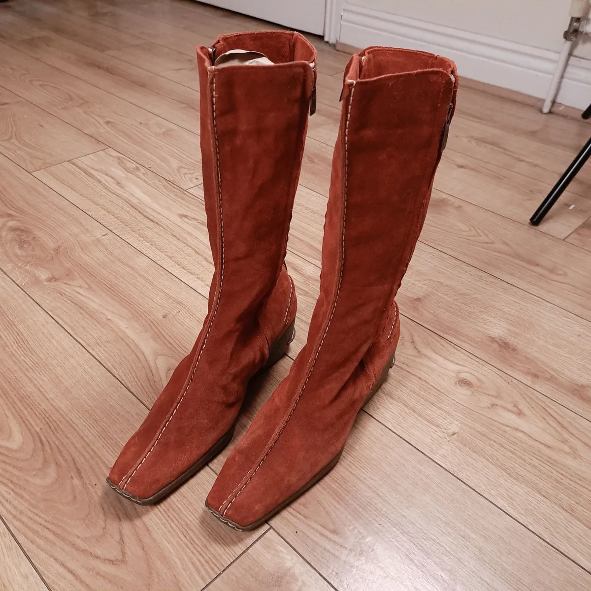 Moreo Orange Leather Suede Mid-Calf Boots 5.5UK - Image 1