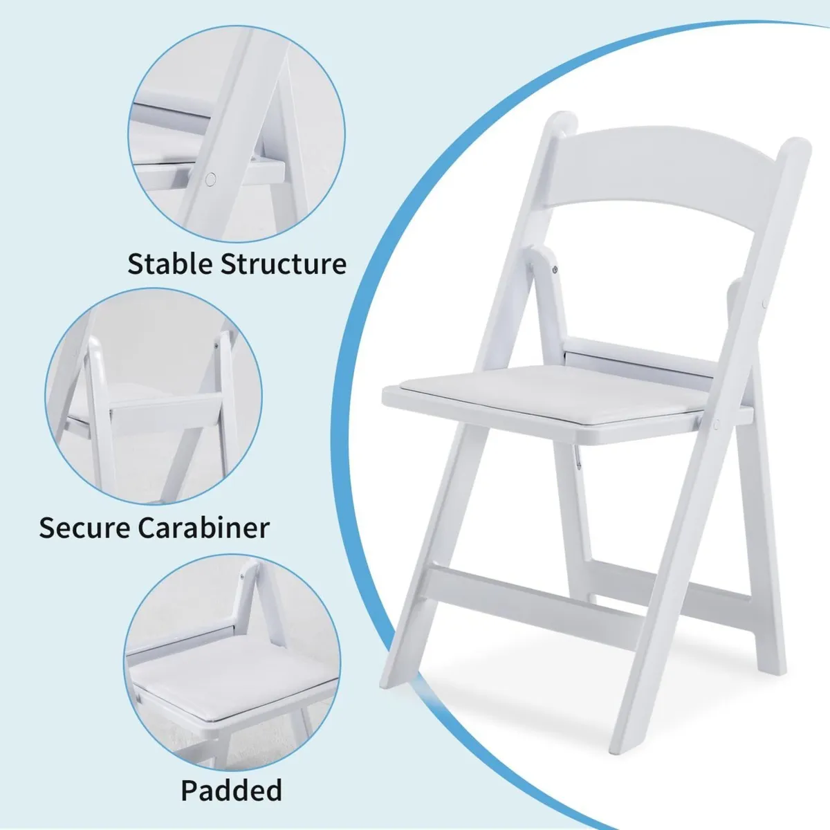Resin Folding Chairs 4 Pack Foldable Chair with - Image 4