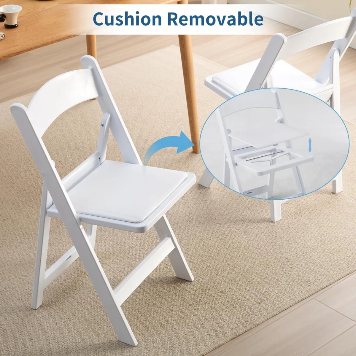 Resin Folding Chairs 4 Pack Foldable Chair with - Image 3
