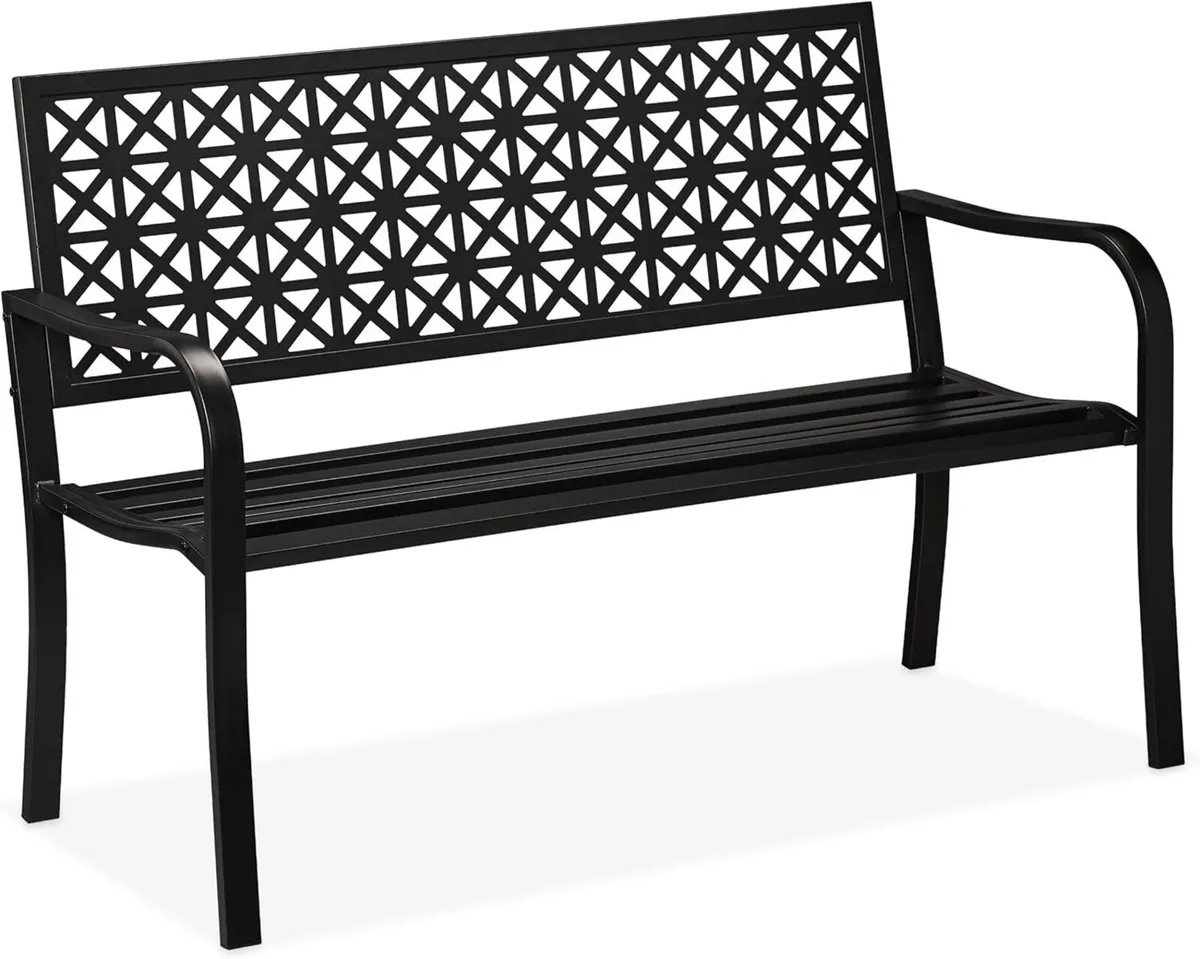 Garden Bench 2-Seater Patio Balcony Steel - Image 1