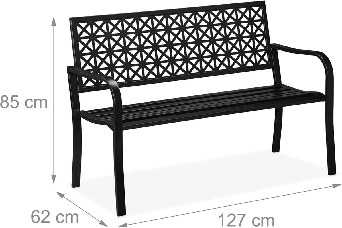 Garden Bench 2-Seater Patio Balcony Steel - Image 3