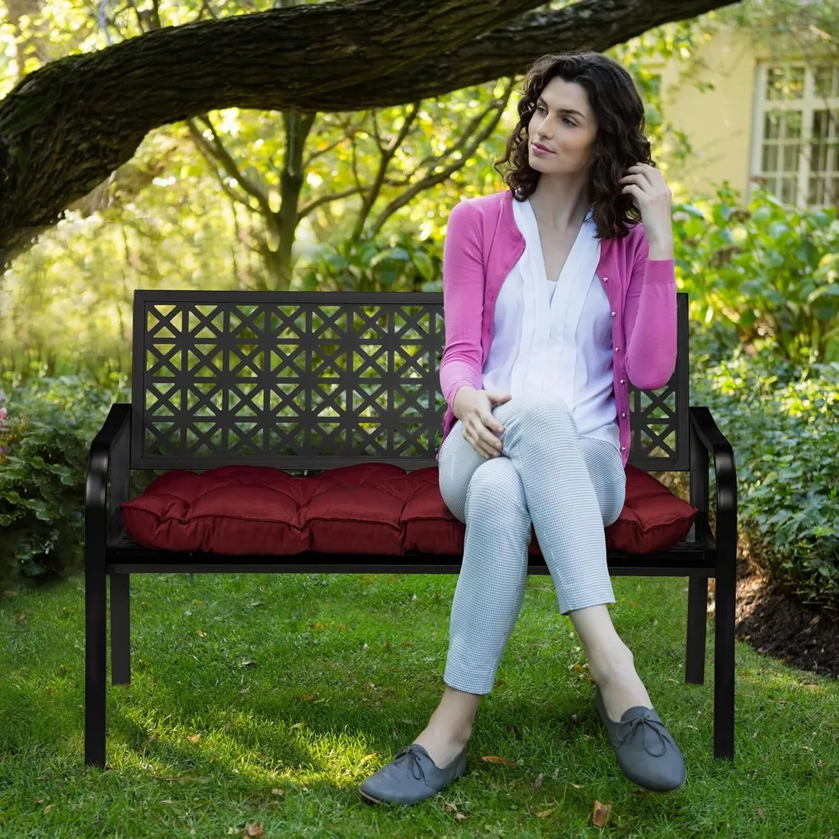 Garden Bench 2-Seater Patio Balcony Steel - Image 4