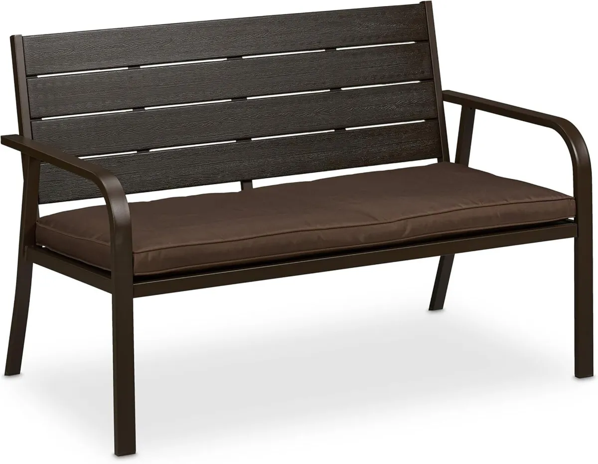 Garden Bench 2 Seater Soft Cusion for Patio Porch - Image 1