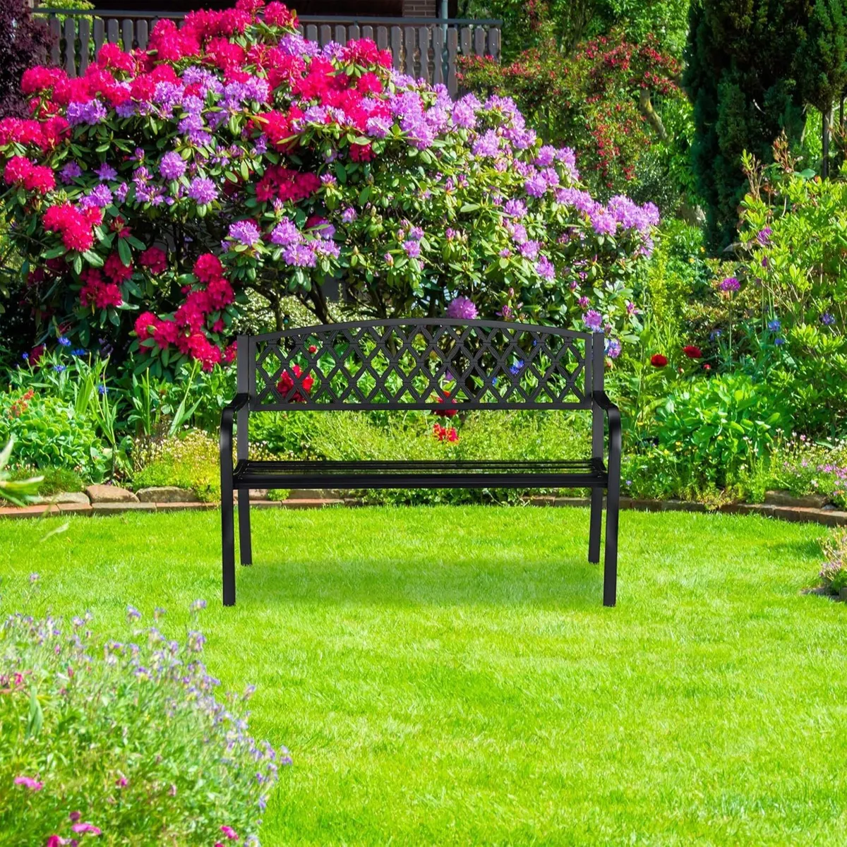 Garden Bench Comfortable 2 Seater Wicker Look For - Image 2