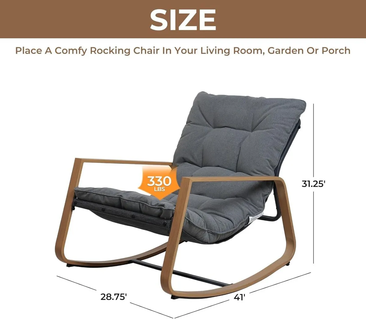 Outdoor Rocking Chair Modern Patio 30degrees - Image 2