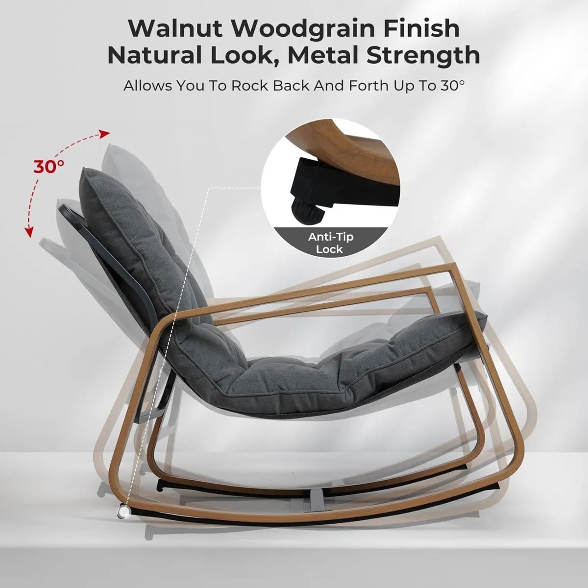 Outdoor Rocking Chair Modern Patio 30degrees - Image 4