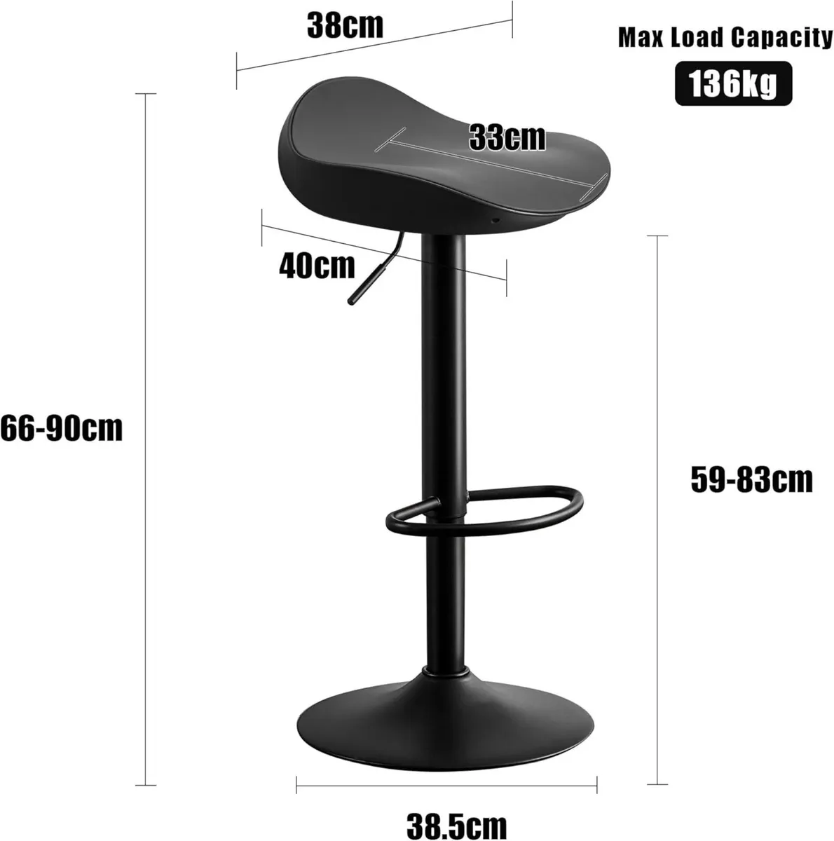 Swivel Bar Stools Black Set of 2 Counter Height - Image 2