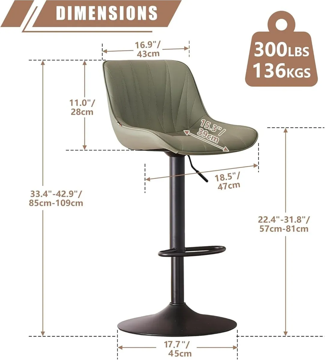 Bar Stools Set of 2 Swivel Tall Barstools with - Image 2