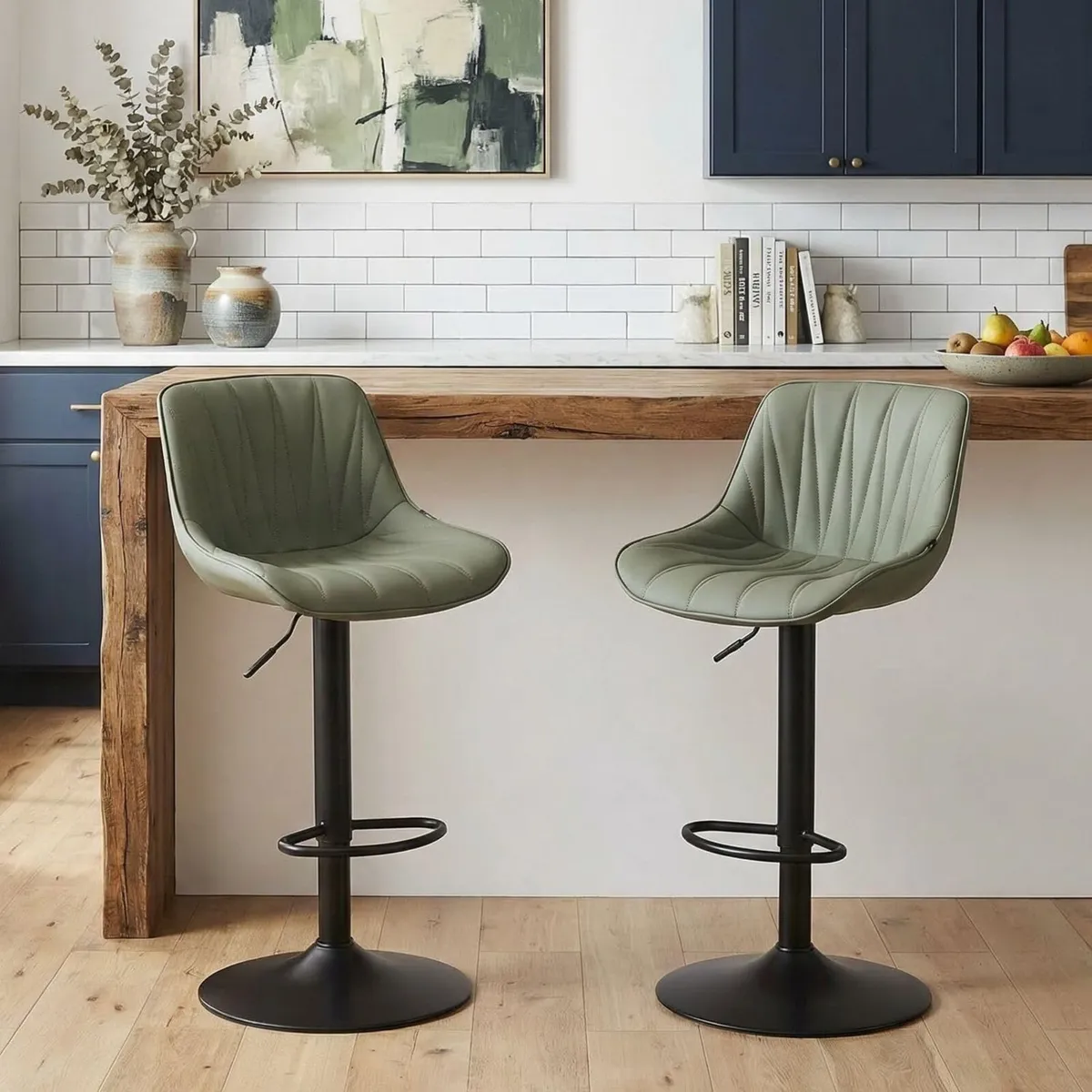 Bar Stools Set of 2 Swivel Tall Barstools with - Image 1