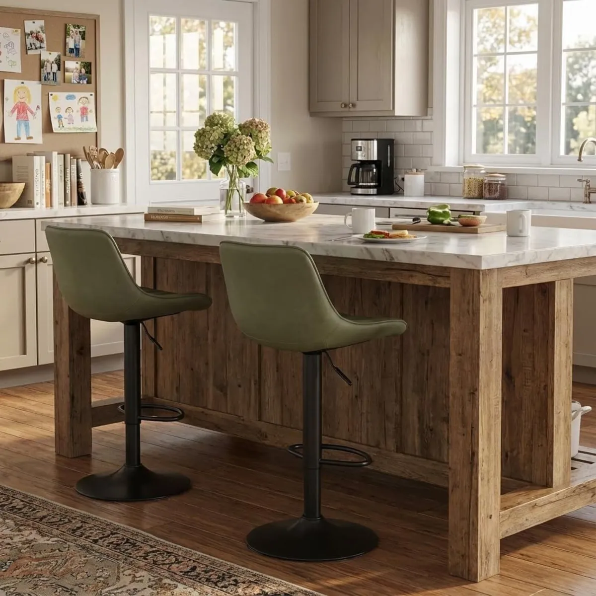 Bar Stools Set of 2 Swivel Tall Barstools with - Image 3