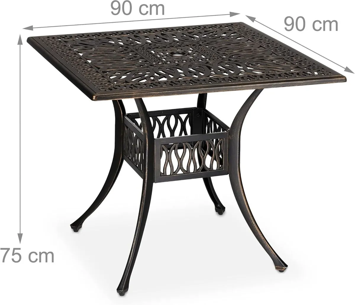 Garden Table with Umbrella Hole Antique Look Cast - Image 3