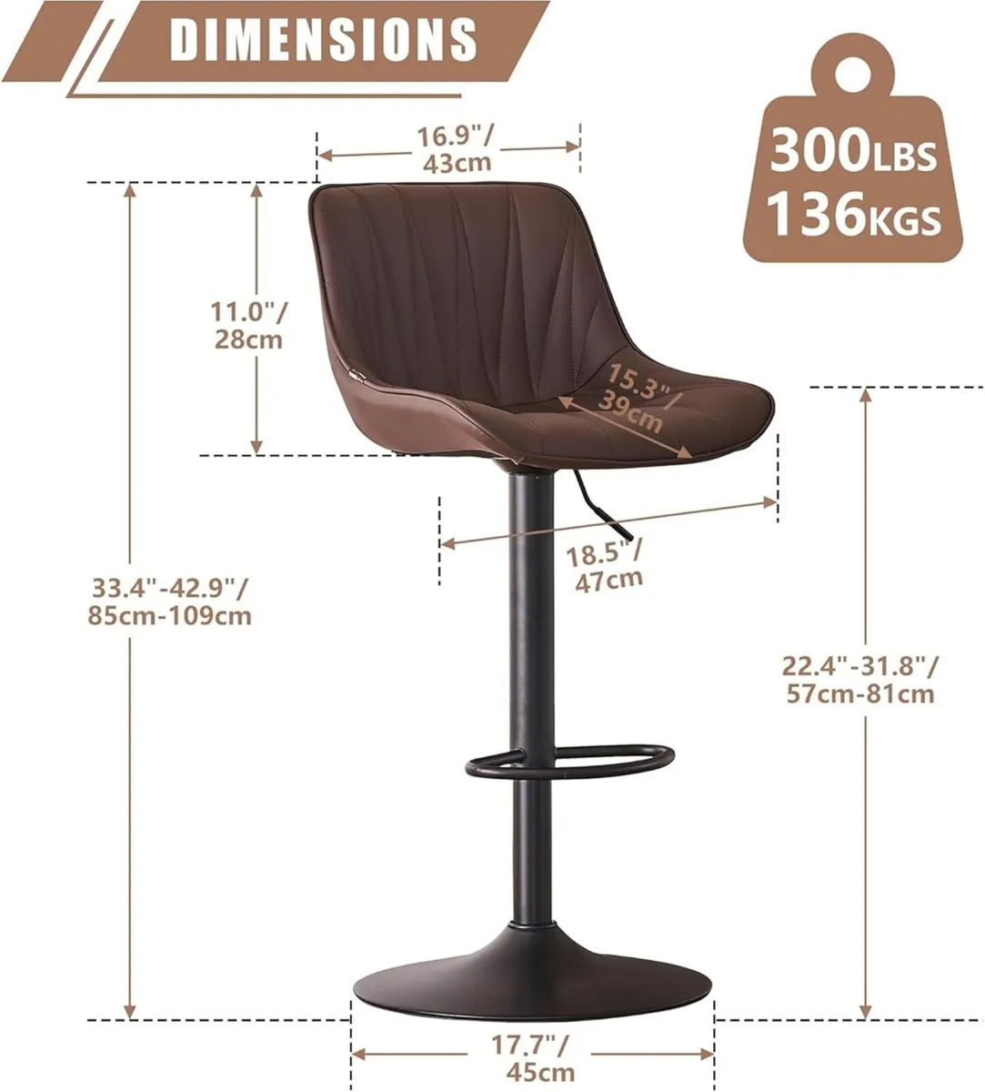 Bar Stools Set of 2 Swivel Tall Barstools with - Image 2