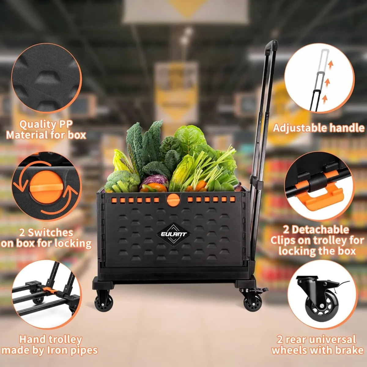 2 in1 Foldable Hand Truck with 60L Folding Box - Image 3