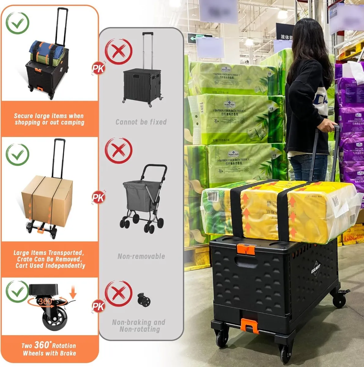2 in1 Foldable Hand Truck with 60L Folding Box - Image 4