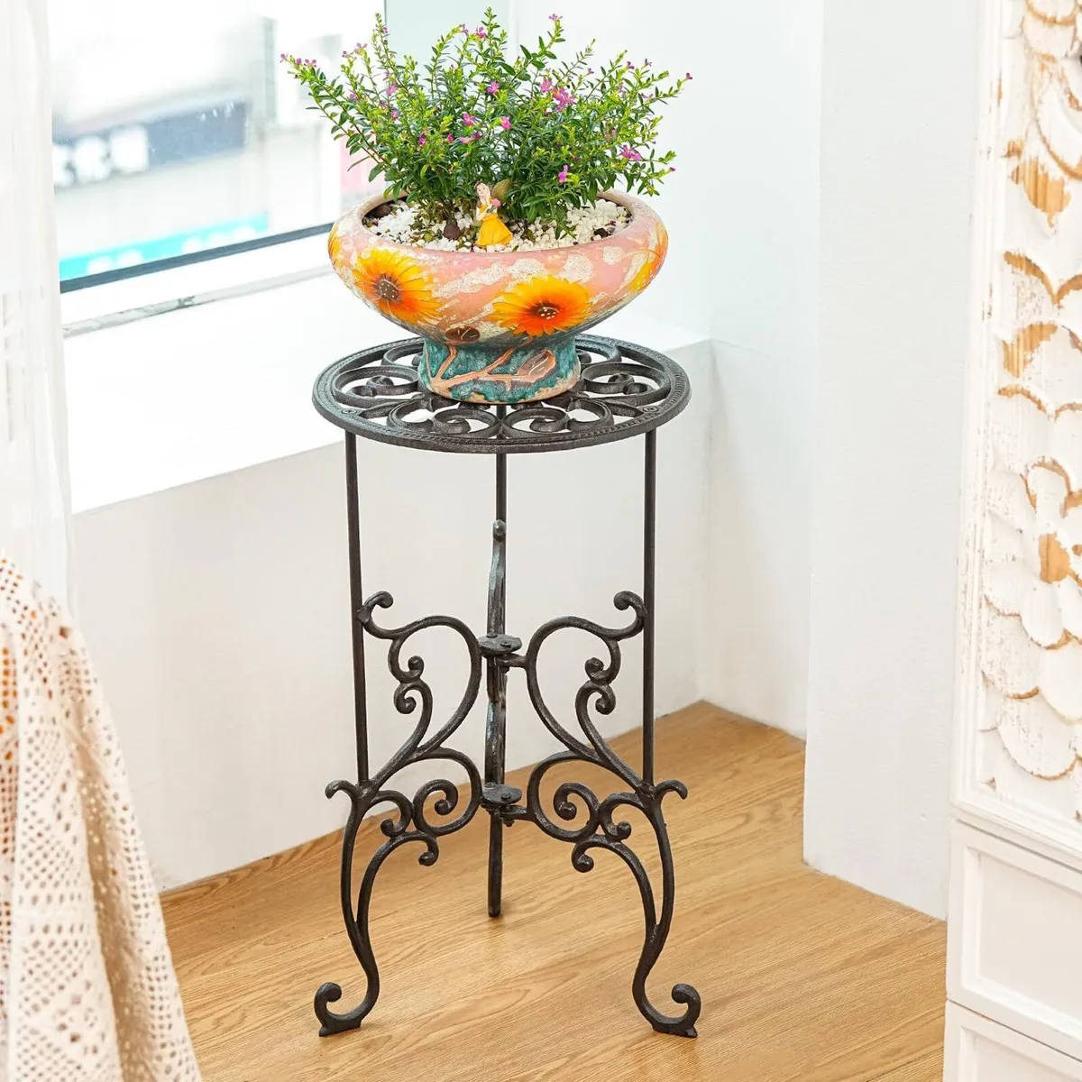 Heavy Duty Cast Iron Potted Plant Stand 19.3-Inch - Image 2
