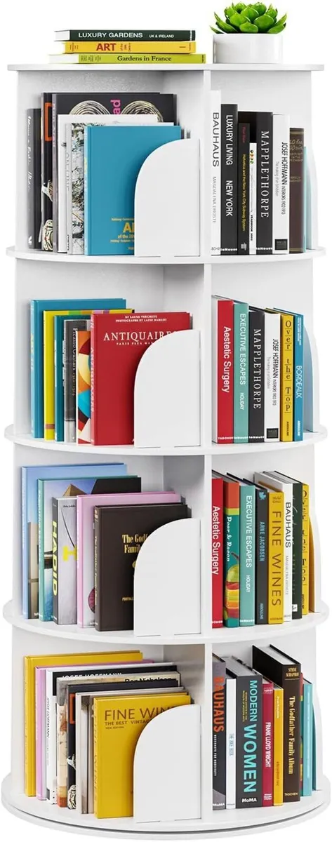 4-Tier Rotating Bookshelf Tower Spinning Lazy - Image 1