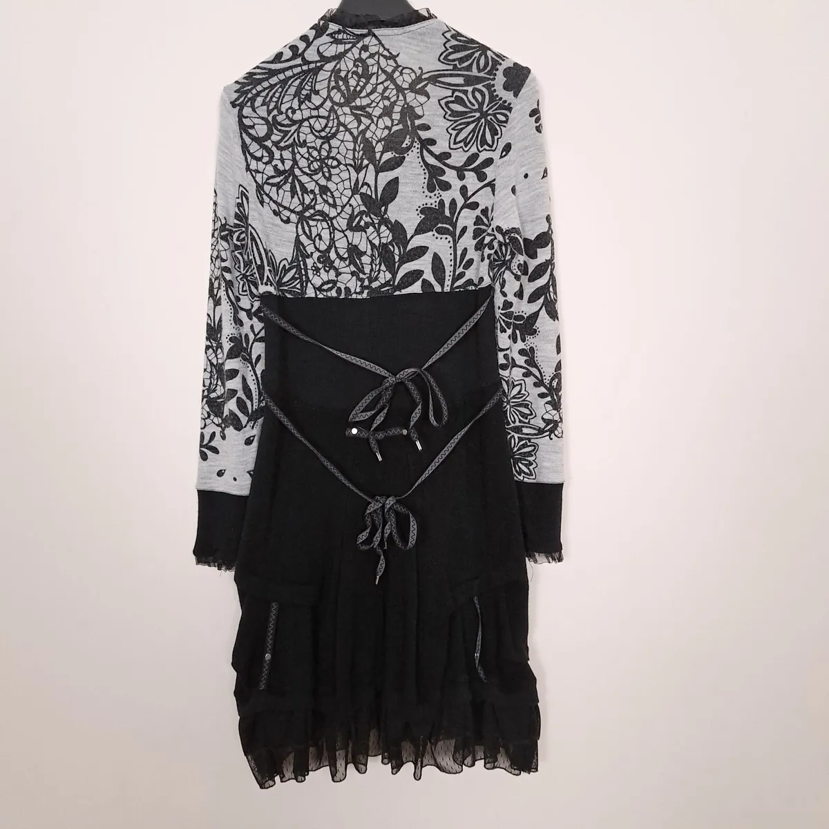 Bai Amour Vintage Black Grey Ruffle Dress 10UK - Image 4