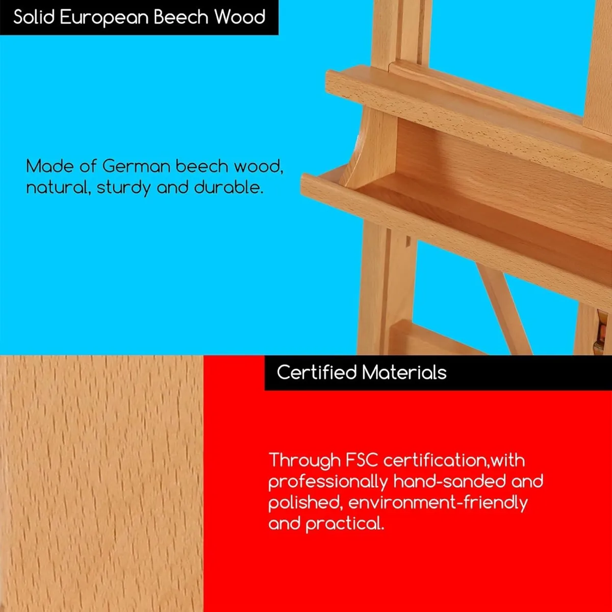 Large Studio H-Frame Easel - Beech Wood Artist - Image 4