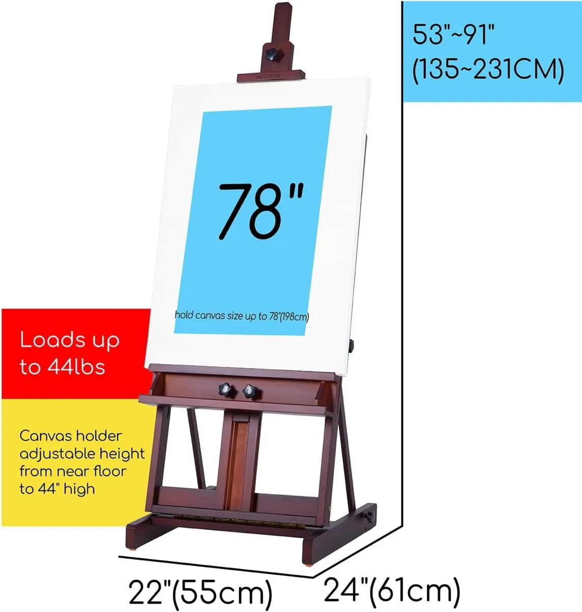 Large H-Frame Beechwood Easel – Adjustable - Image 3