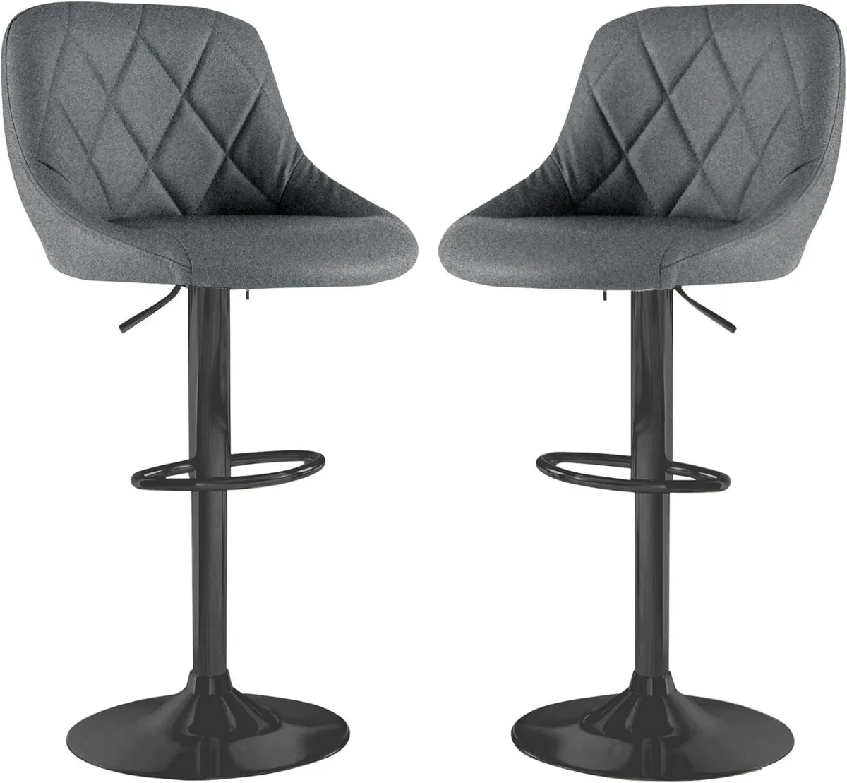 2X Madrid Matt Black Gas Lift Swivel Fabric - Image 1