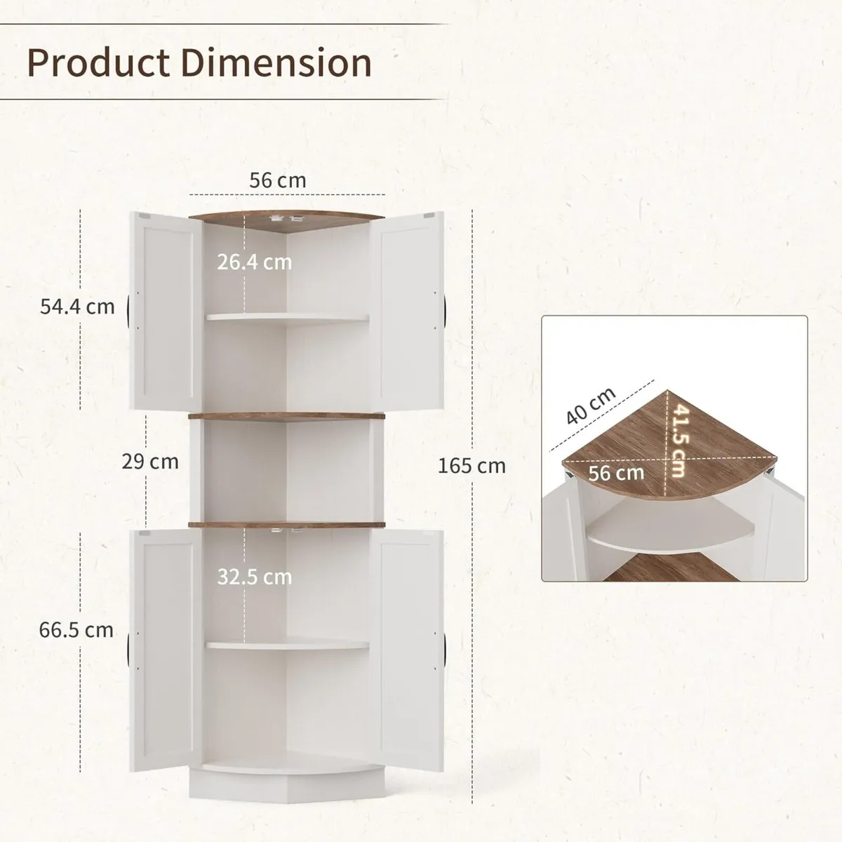165cm Tall Corner Storage Cabinet with Barn Doors - Image 2