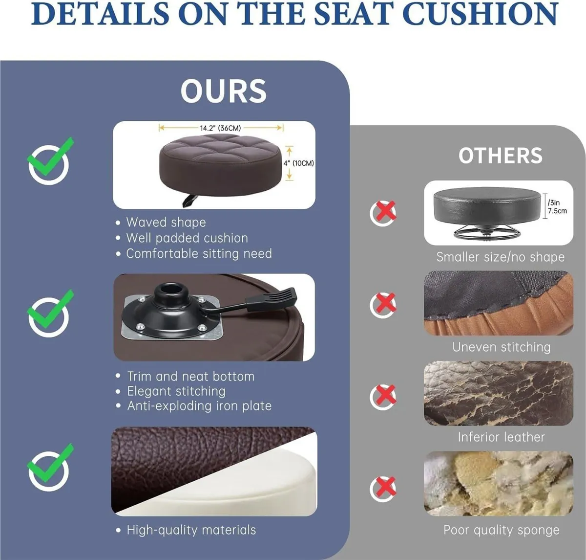 Swivel Stool Chair Height Adjustable 400 lbs - Image 3