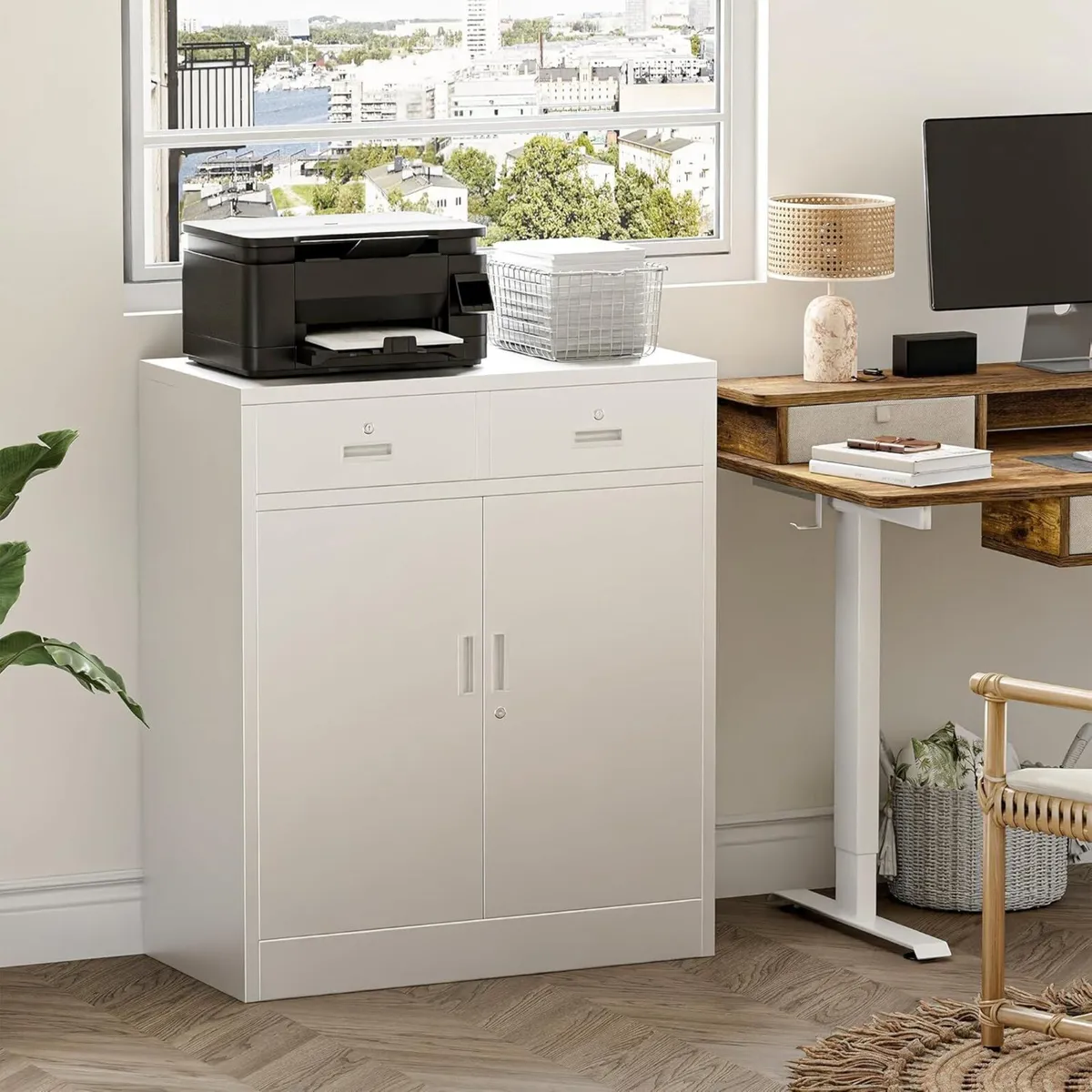 Metal Storage Cabinet 90cm Locking with Doors - Image 2