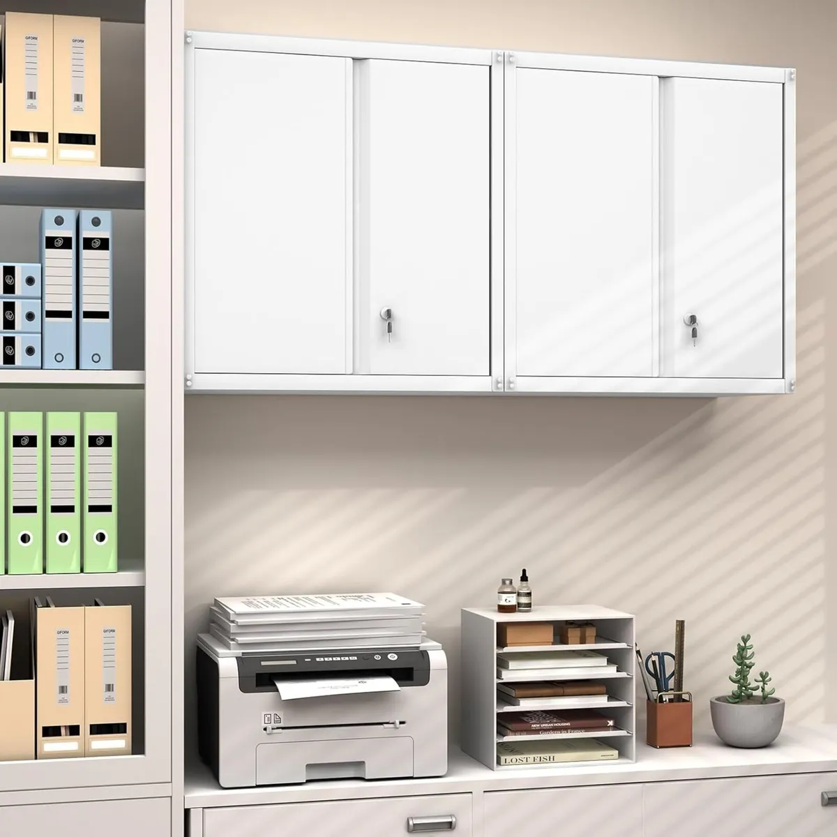 Metal Wall Cabinet Mounted Storage with Lock for - Image 2