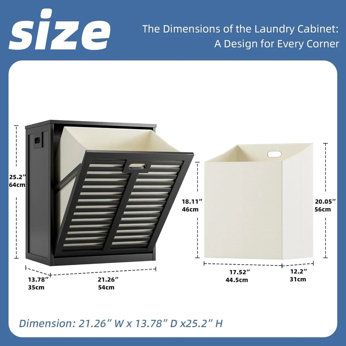 Tilt Out Laundry Hamper Bamboo Cabinet with Pull - Image 3