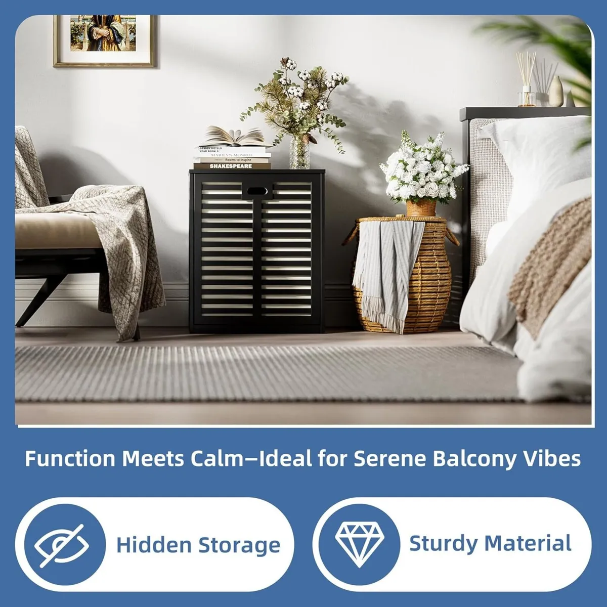 Tilt Out Laundry Hamper Bamboo Cabinet with Pull - Image 4