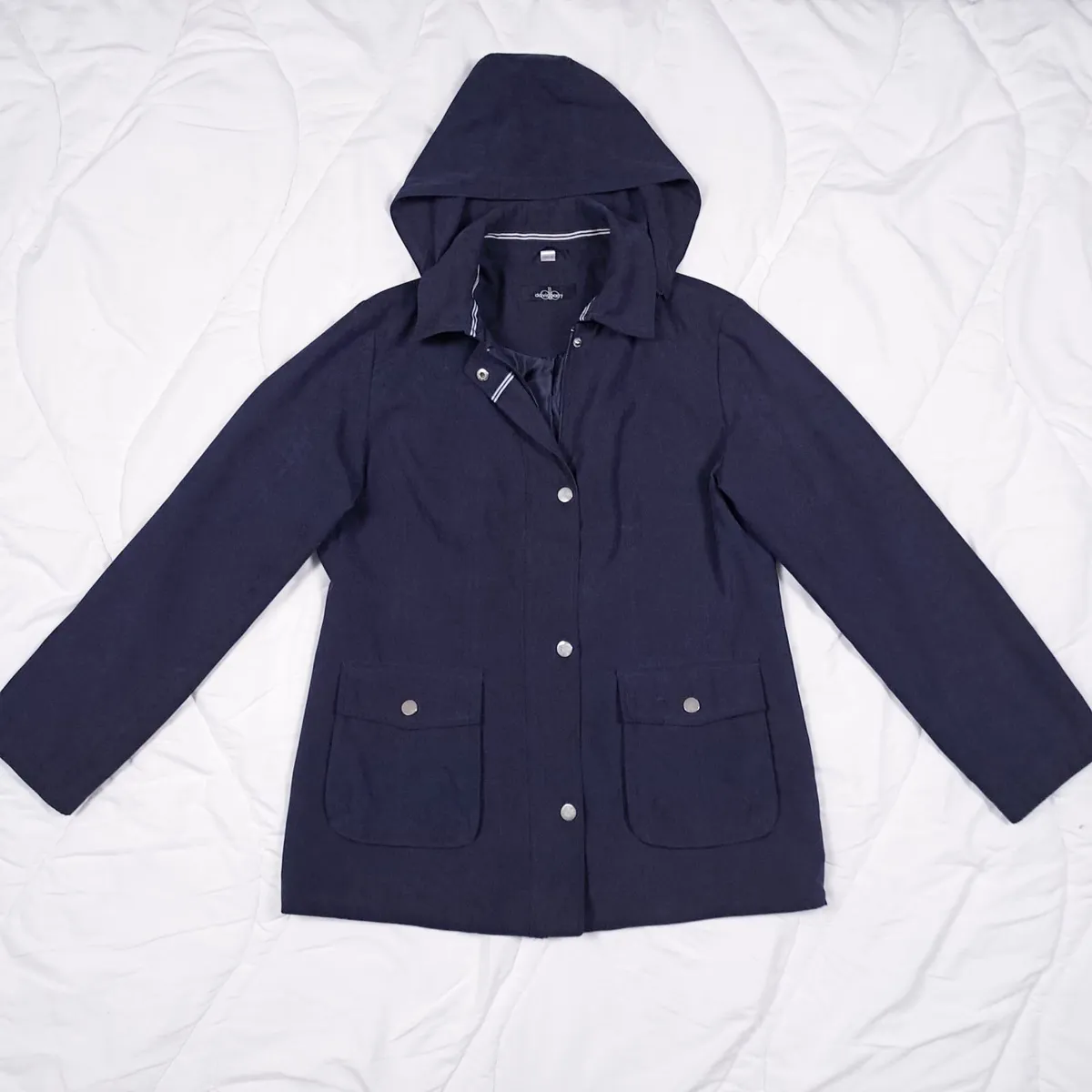 David Barry Navy Blue Hooded Raincoat Jacket 14UK - Image 1