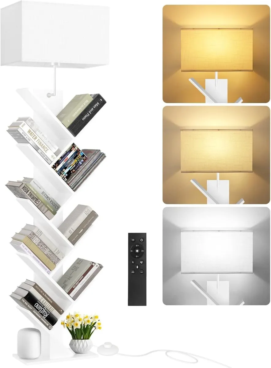 9 Tier Tree Bookshelf with Light Remote Dimmable - Image 1