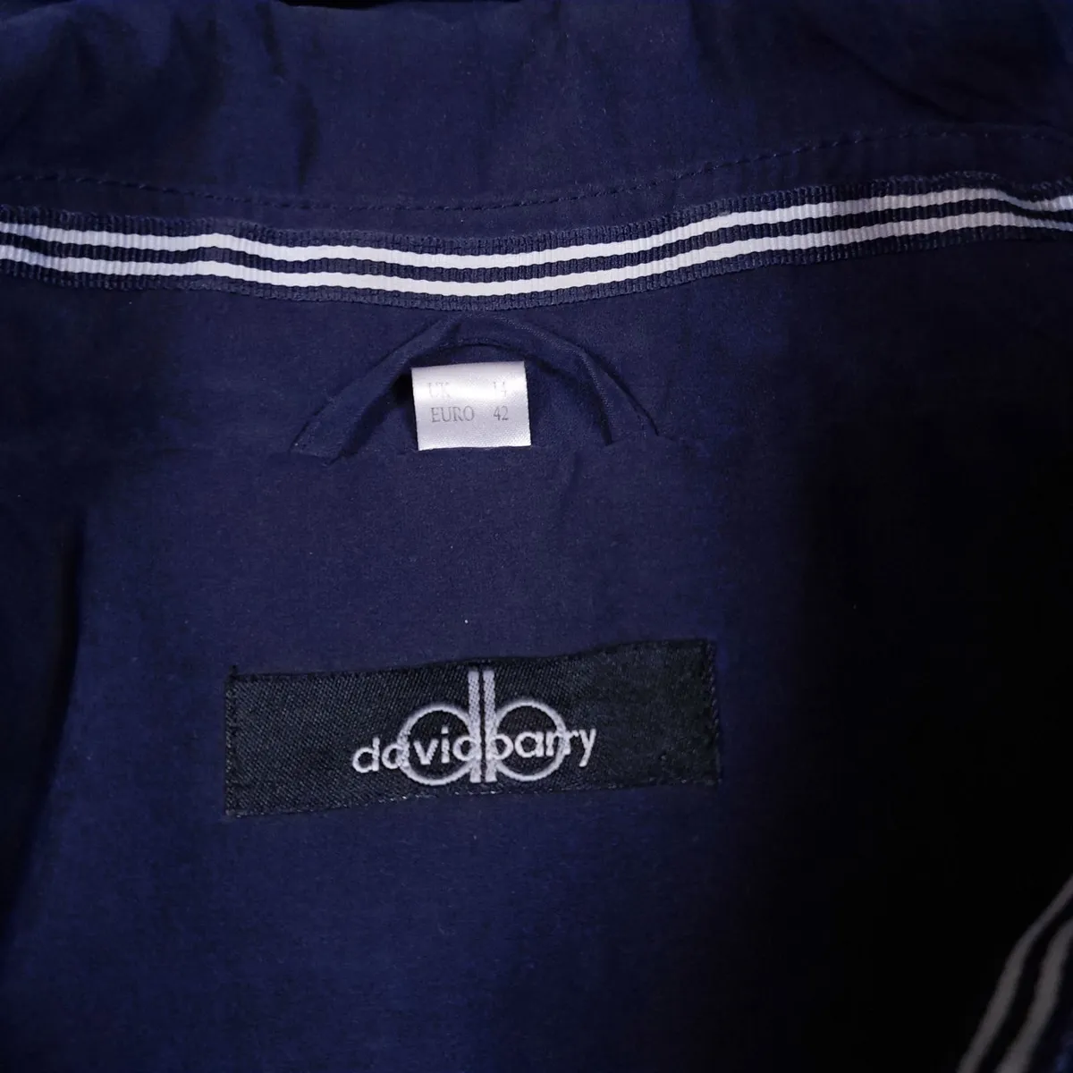 David Barry Navy Blue Hooded Raincoat Jacket 14UK - Image 2