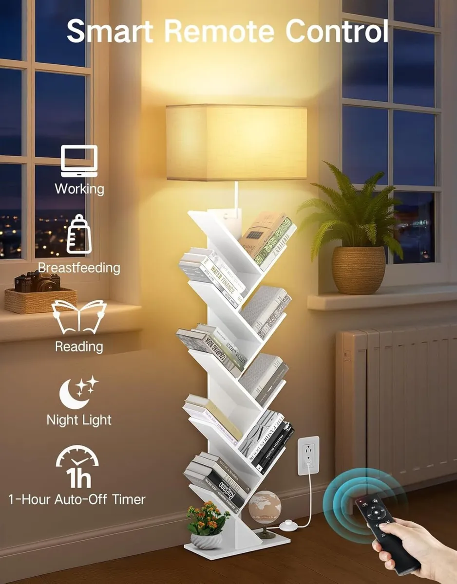 9 Tier Tree Bookshelf with Light Remote Dimmable - Image 3