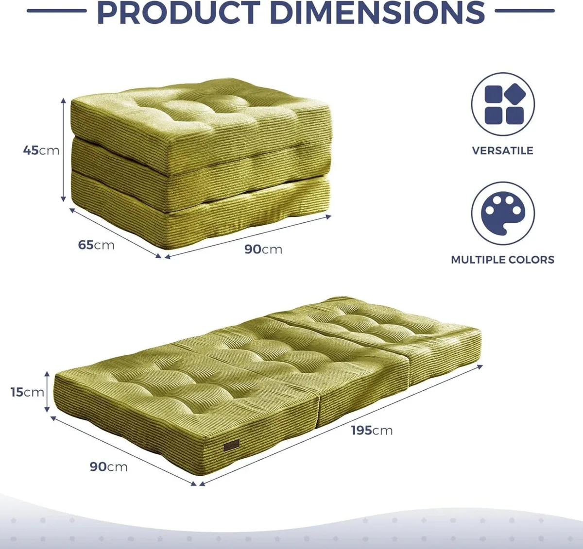 Folding Mattress Comfy Corduroy Foldable with - Image 2
