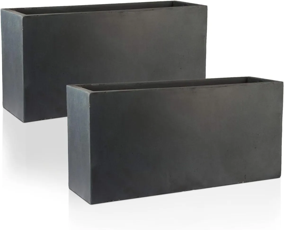 Set of 2 65cm Large Trough Dark Grey Reinforced - Image 1