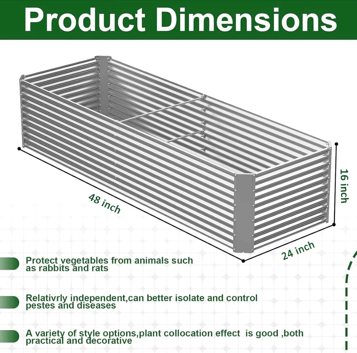2 Pack Tall Corrugated Galvanized Steel Raised - Image 3