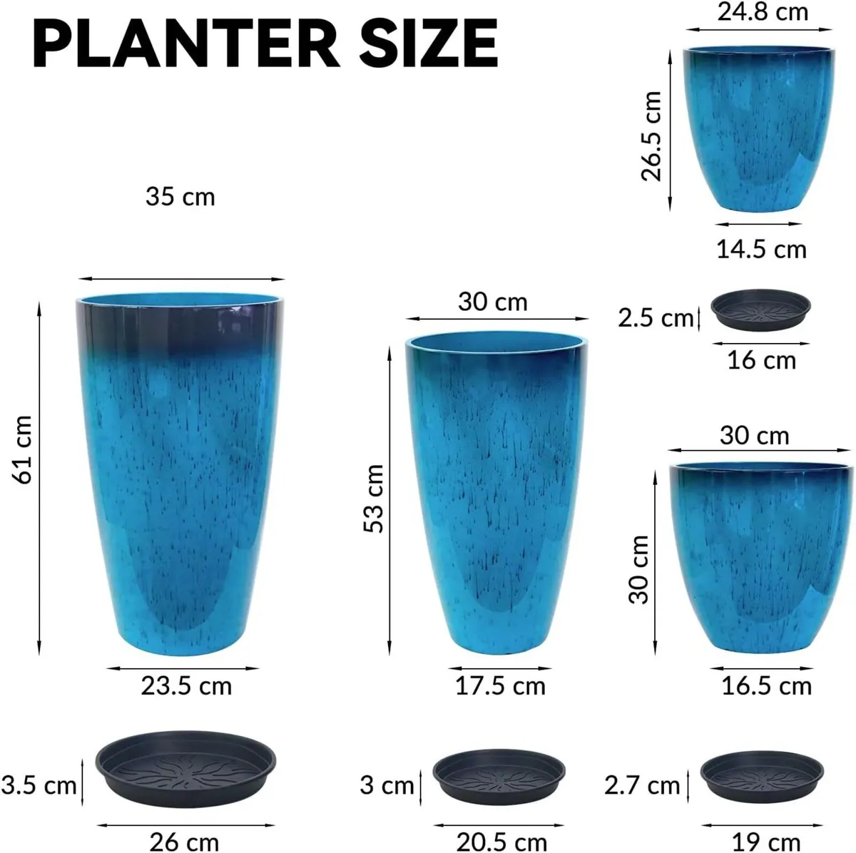 Plant Pots 25/30/35.5/30cm Diameter 26/30/53/61 - Image 3